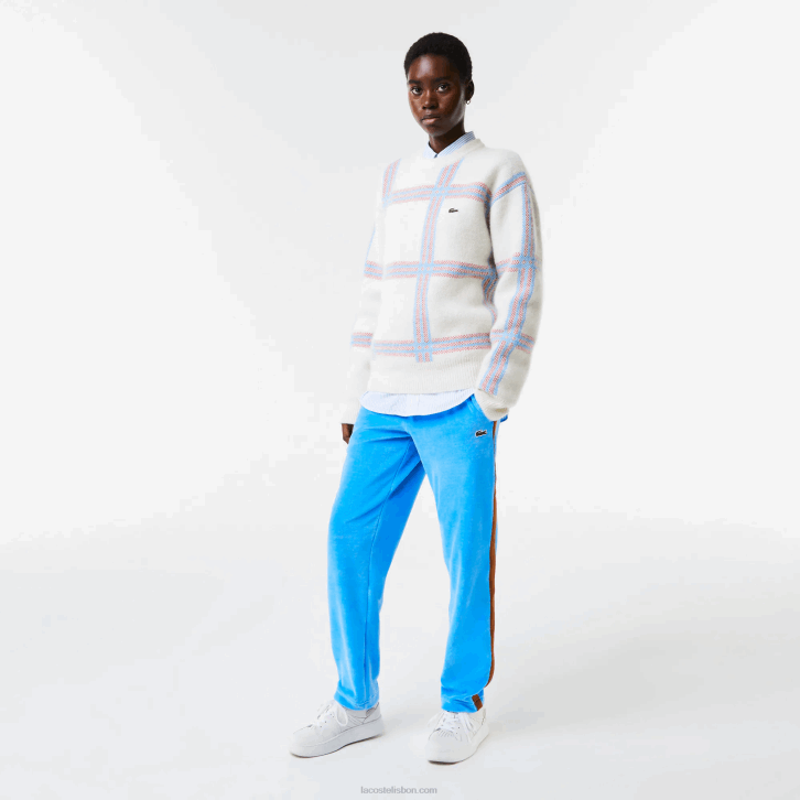 homens Lacoste azul 4x calça esportiva com faixa lateral contrastante 08D01103