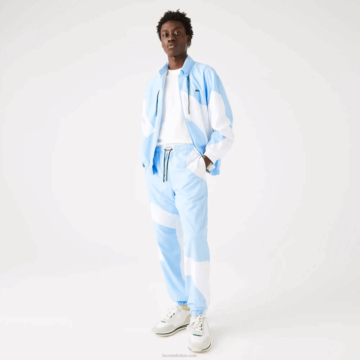 homens Lacoste azul branco e7b calças de trilha gráficas Heritage 08D01071
