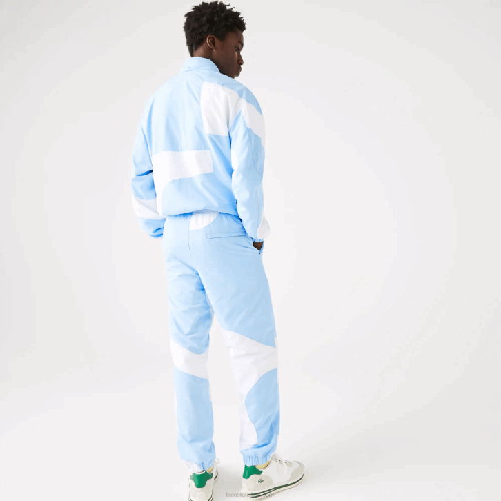 homens Lacoste azul branco e7b calças de trilha gráficas Heritage 08D01071