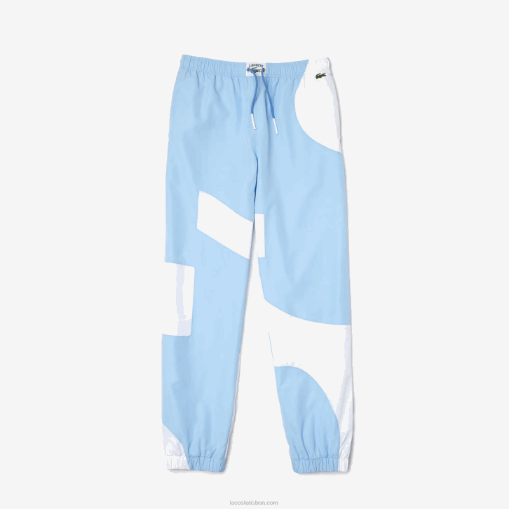 homens Lacoste azul branco e7b calças de trilha gráficas Heritage 08D01071