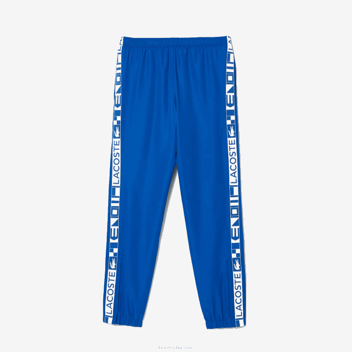 homens Lacoste azul k1q calça de tênis com estampa lateral esportiva 08D01087