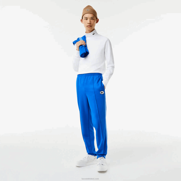 homens Lacoste azul k1q calça de treino com faixa lateral contrastante 08D01079