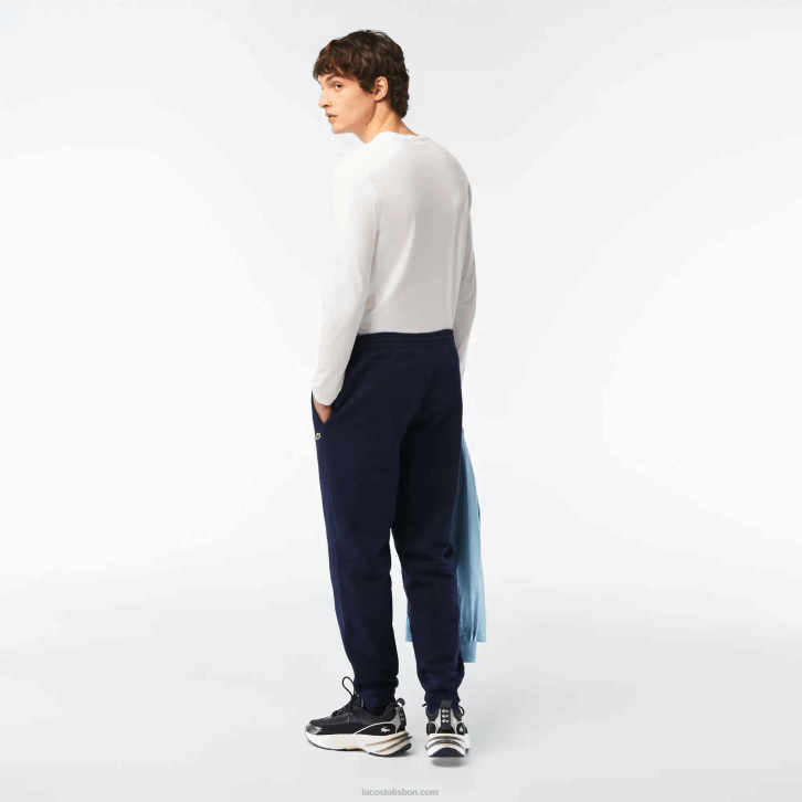 homens Lacoste azul marinho 166 calça de moletom de ajuste cônico 08D0348