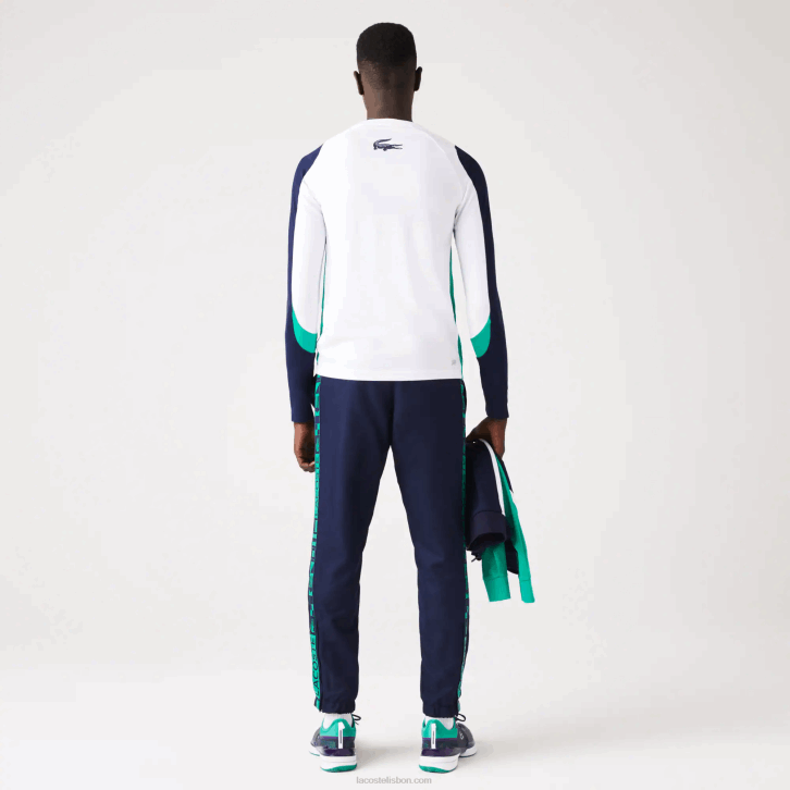 homens Lacoste azul marinho 166 calça de tênis com estampa lateral esportiva 08D01089