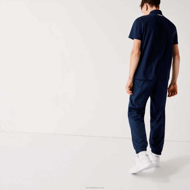 homens Lacoste azul marinho 166 calça esportiva de tafetá com tecelagem de diamante 08D01115