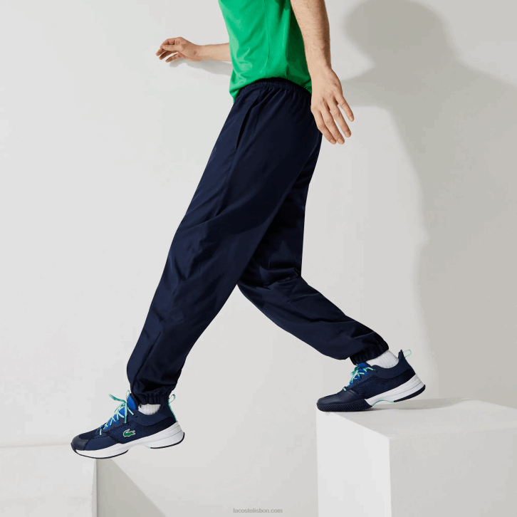 homens Lacoste azul marinho 166 calça esportiva de tafetá com tecelagem de diamante 08D01115
