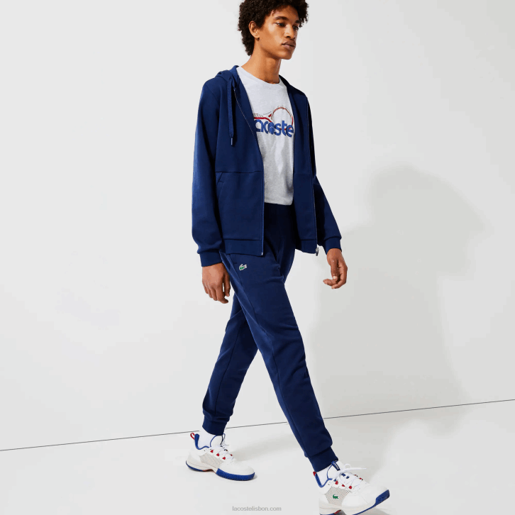 homens Lacoste azul marinho 423 calças de treino de painéis de malha 08D01021