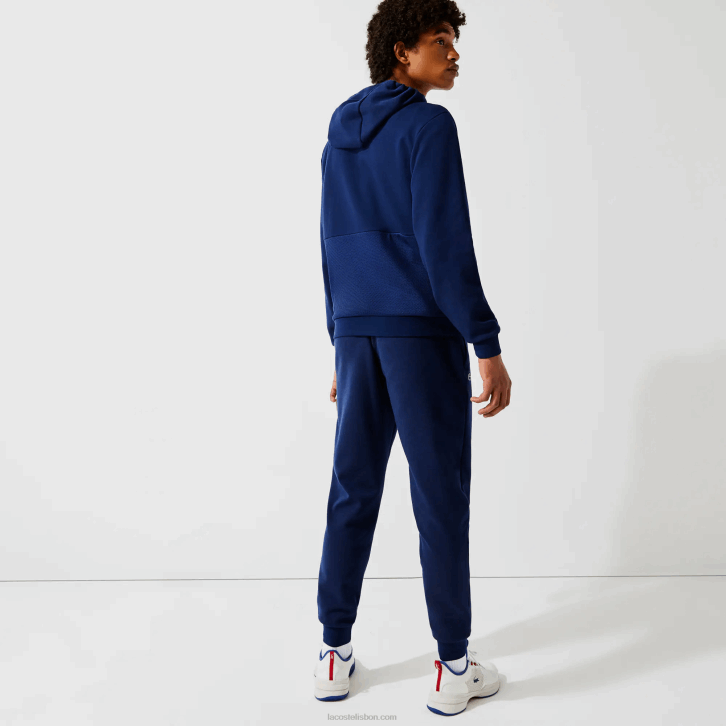 homens Lacoste azul marinho 423 calças de treino de painéis de malha 08D01021