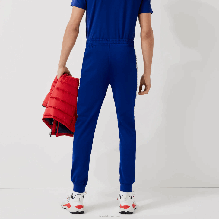 homens Lacoste azul vermelho branco an3 calças de treino de bandas de marca esportiva 08D01119