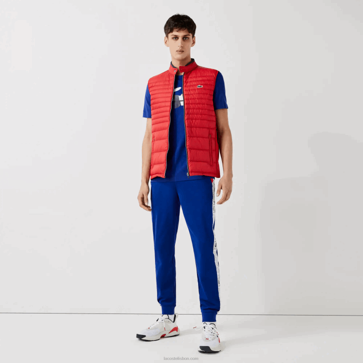 homens Lacoste azul vermelho branco an3 calças de treino de bandas de marca esportiva 08D01119