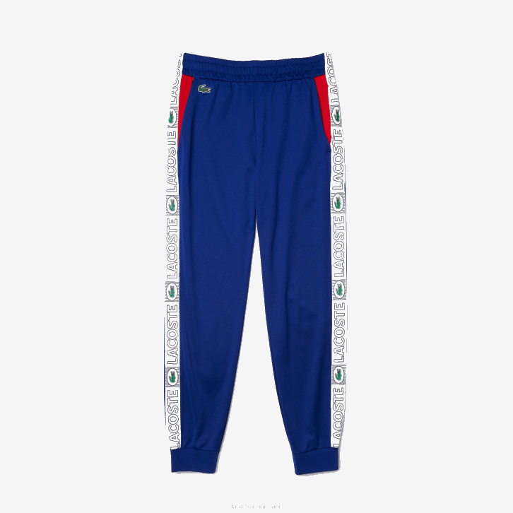 homens Lacoste azul vermelho branco an3 calças de treino de bandas de marca esportiva 08D01119