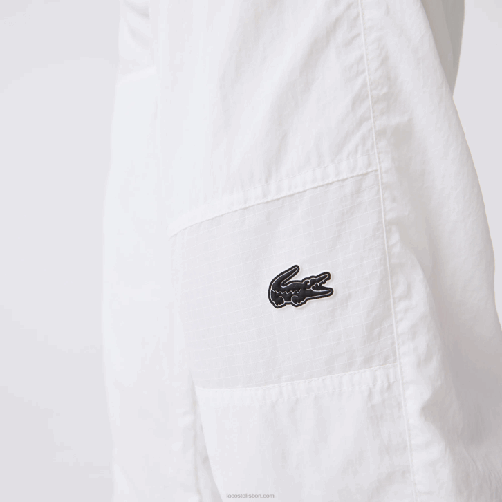 homens Lacoste b5l branco calça de patchwork repelente à água 08D01106