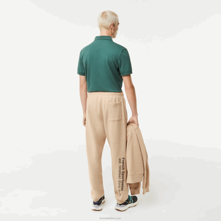 homens Lacoste bege 4jw calças de treino impressas 08D01013