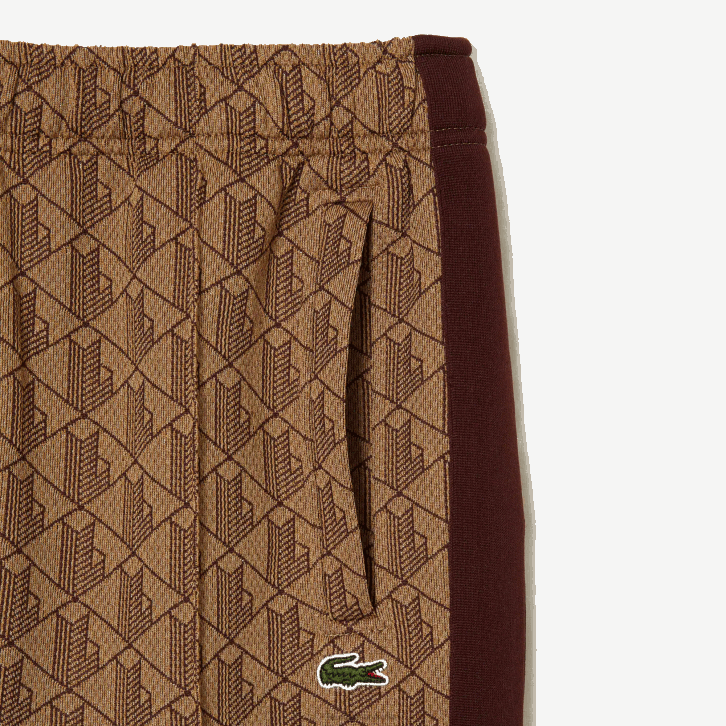 homens Lacoste bege bordeaux mkj calça de treino com estampa de monograma 08D0278