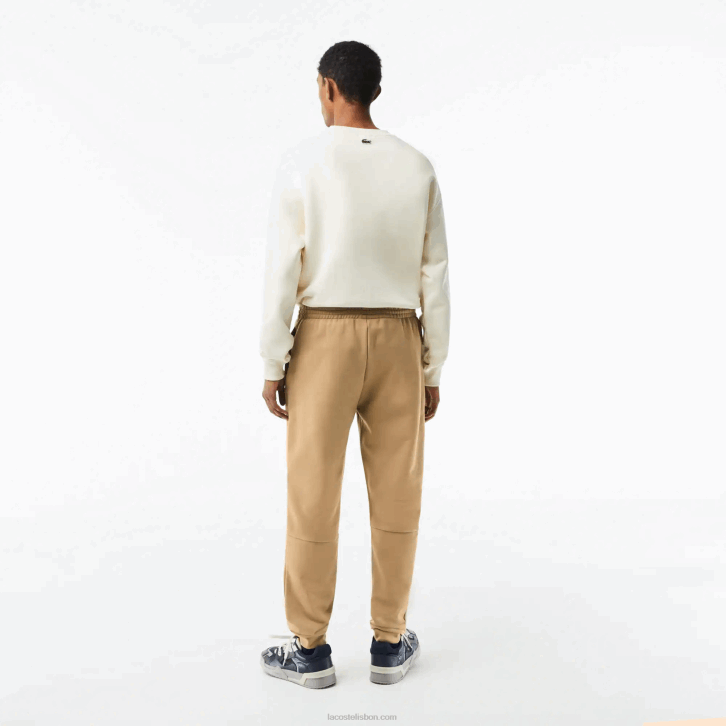 homens Lacoste bege cb8 calça de moletom de ajuste cônico 08D0350