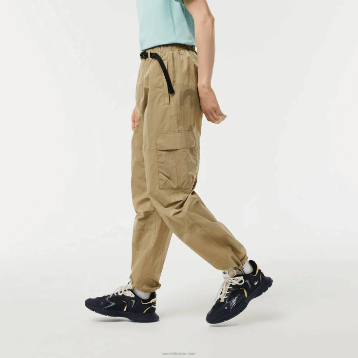 homens Lacoste bege cb8 calça de trilha repelente à água de ajuste relaxado 08D022