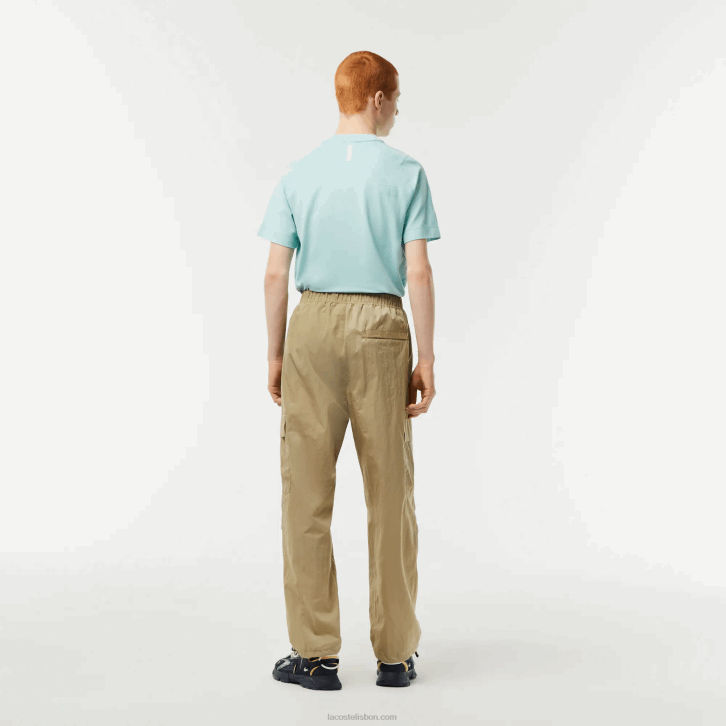 homens Lacoste bege cb8 calça de trilha repelente à água de ajuste relaxado 08D022