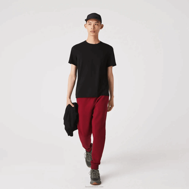 homens Lacoste bordeaux ypw calças de treino de mistura de algodão mesclado slim fit 08D01007