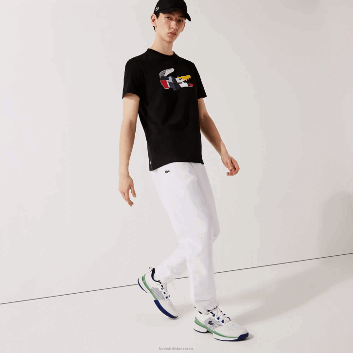 homens Lacoste branco 001 calças esportivas de tecido leve 08D0549