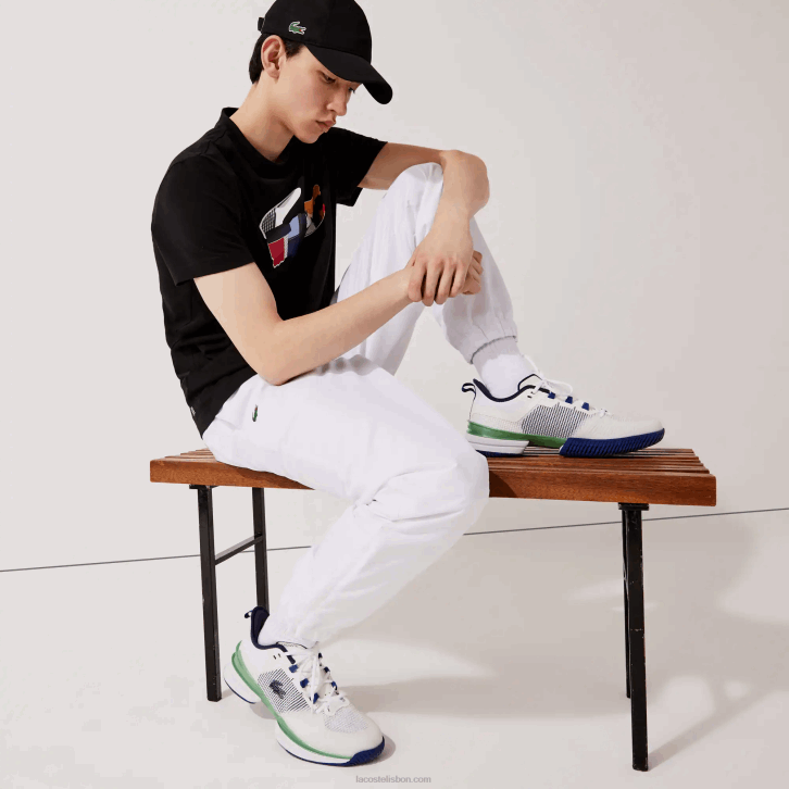 homens Lacoste branco 001 calças esportivas de tecido leve 08D0549