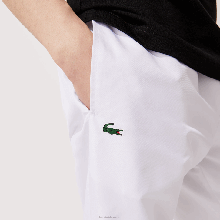 homens Lacoste branco 001 calças esportivas de tecido leve 08D0549