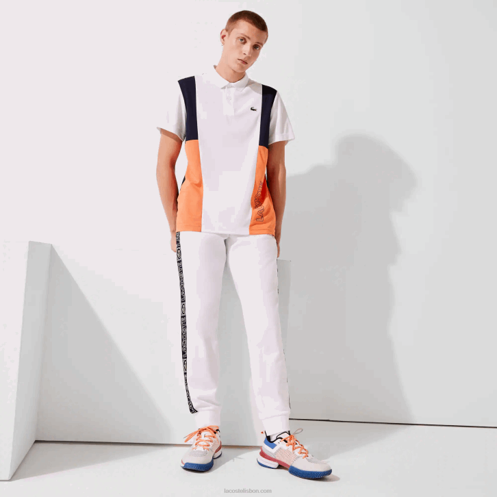 homens Lacoste branco laranja azul marinho asr calças de treino de bandas de marca esportiva 08D01120