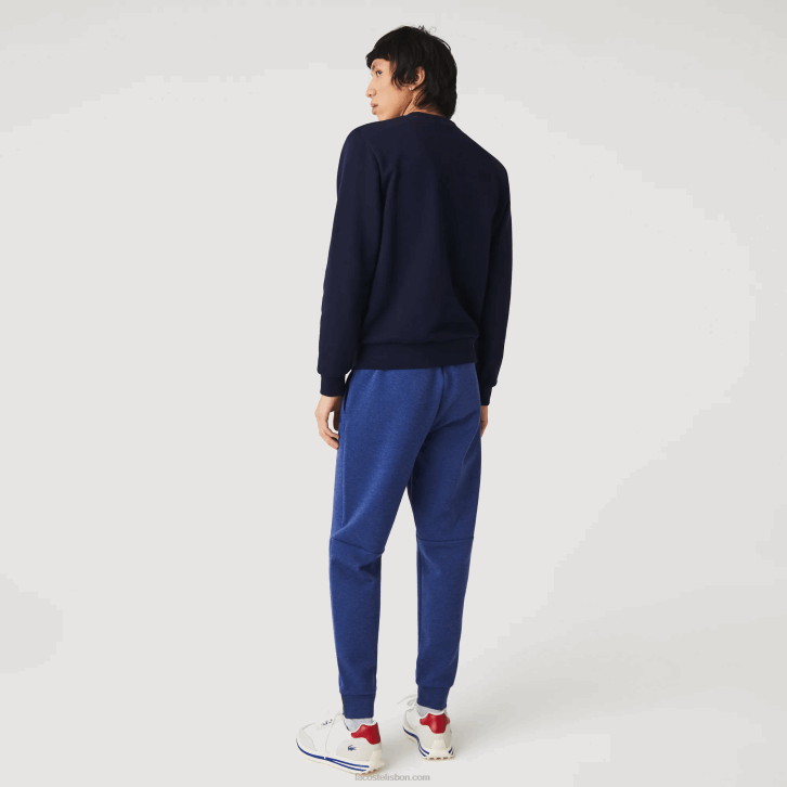 homens Lacoste chine azul hjd calças de treino de mistura de algodão mesclado slim fit 08D01140