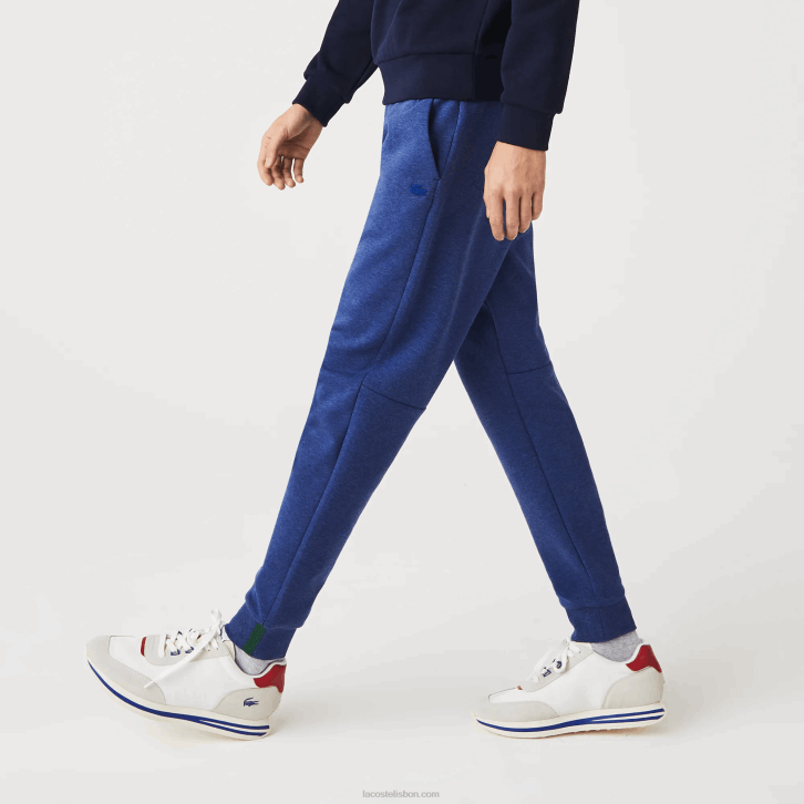 homens Lacoste chine azul hjd calças de treino de mistura de algodão mesclado slim fit 08D01140