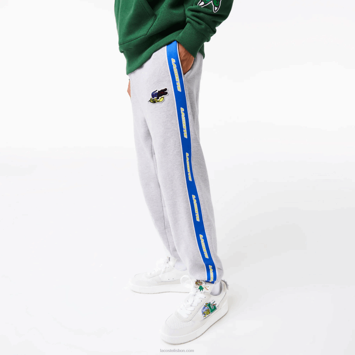 homens Lacoste chine cinza cca calça de banda de marca 08D01027