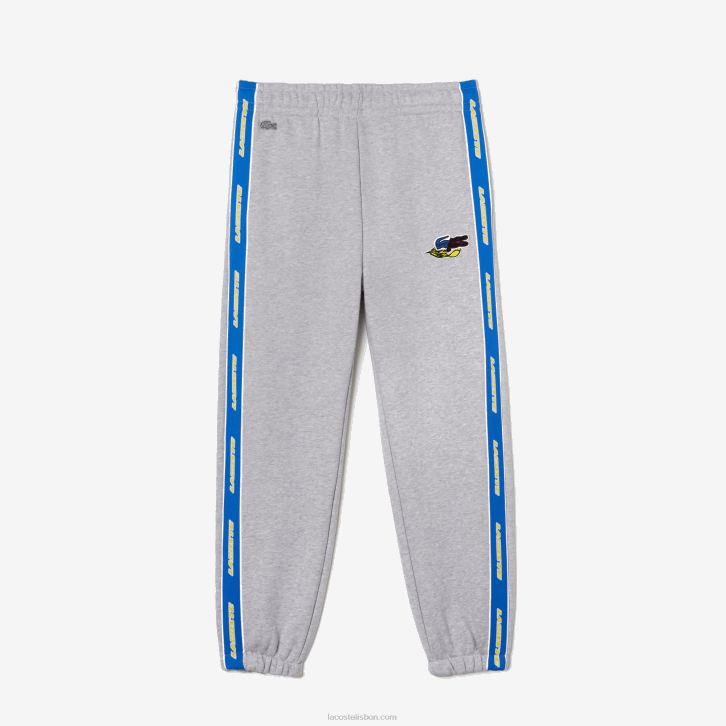 homens Lacoste chine cinza cca calça de banda de marca 08D01027