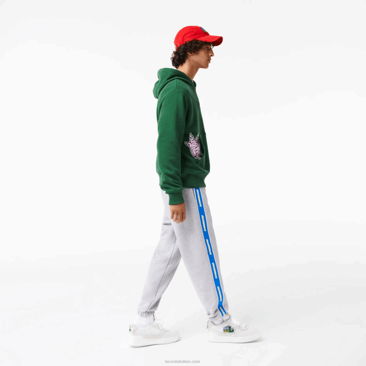 homens Lacoste chine cinza cca calça de banda de marca 08D01027