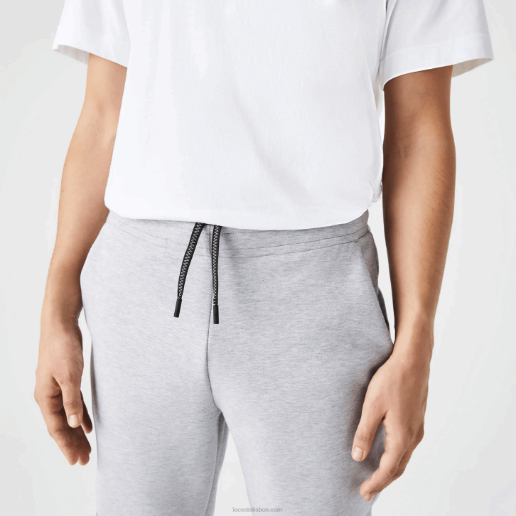 homens Lacoste chine cinza cca calças de treino de impressão reflexiva 08D01044
