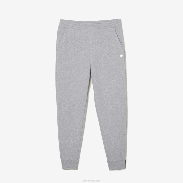 homens Lacoste chine cinza cca calças de treino de mistura de algodão mesclado slim fit 08D01006