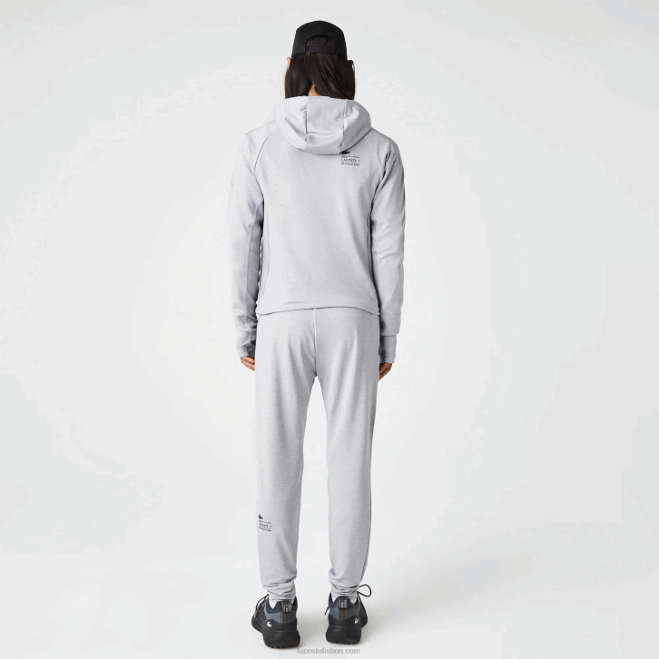 homens Lacoste chines cinza claro 9ya calça esportiva de duas camadas 08D01073
