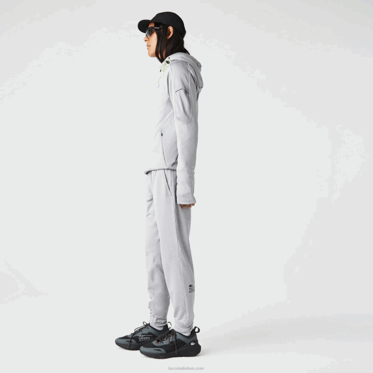 homens Lacoste chines cinza claro 9ya calça esportiva de duas camadas 08D01073