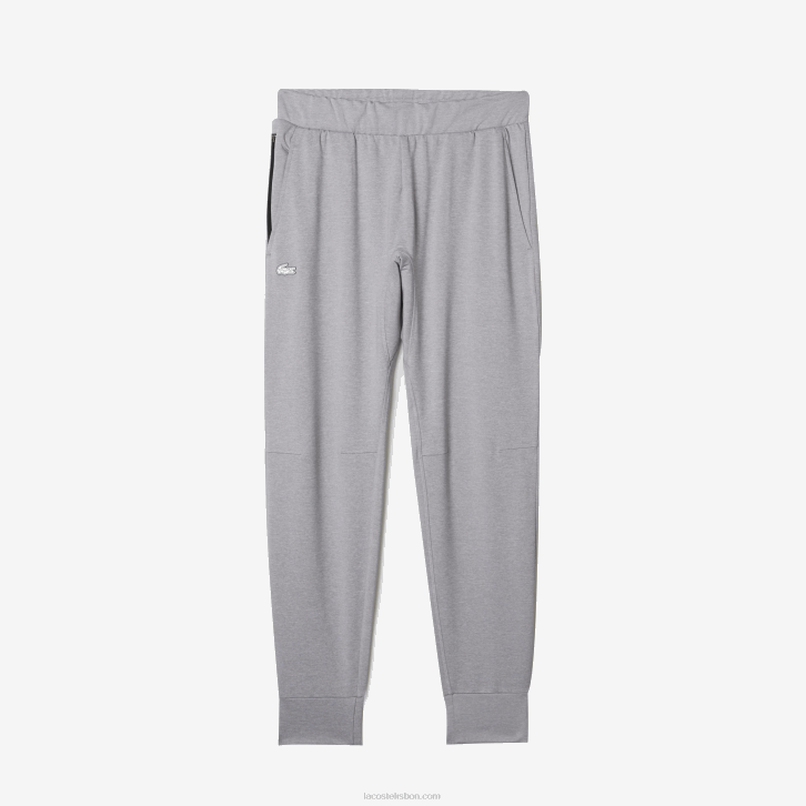 homens Lacoste chines cinza claro 9ya calça esportiva de duas camadas 08D01073