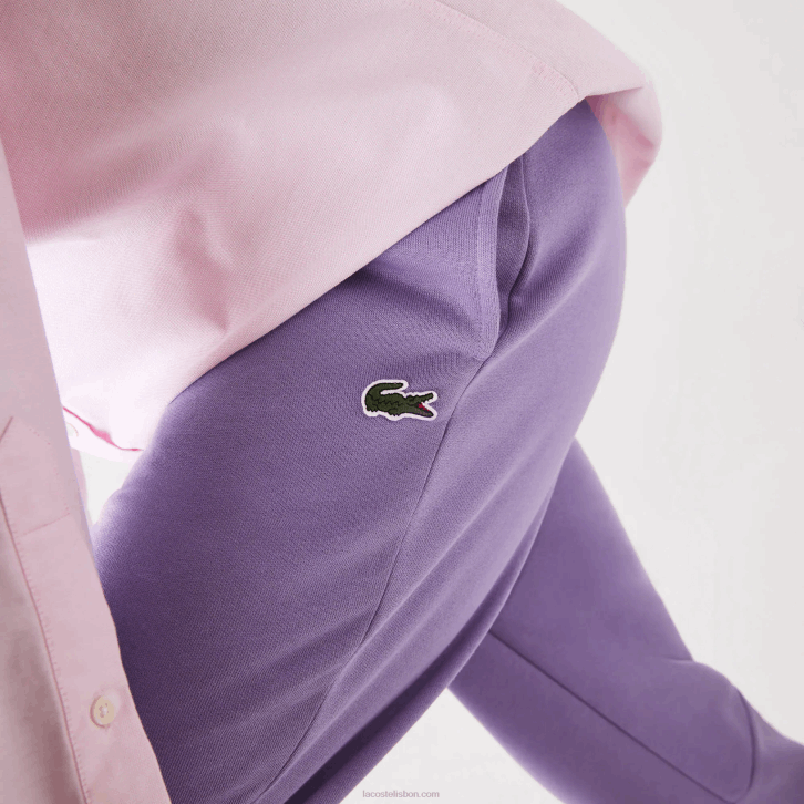 homens Lacoste gfu roxo calça de moletom de ajuste cônico 08D0995