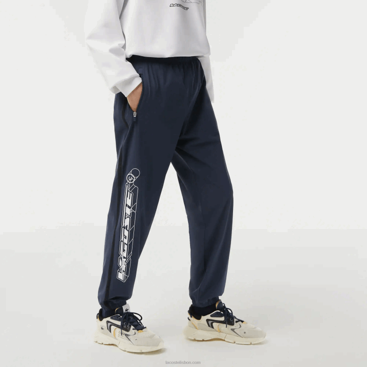 homens Lacoste kxe azul calças elásticas à prova d\'água 08D0336