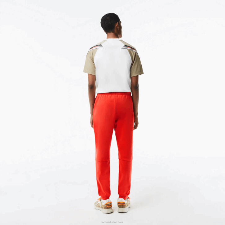 homens Lacoste laranja 02k calça de moletom de ajuste cônico 08D0374