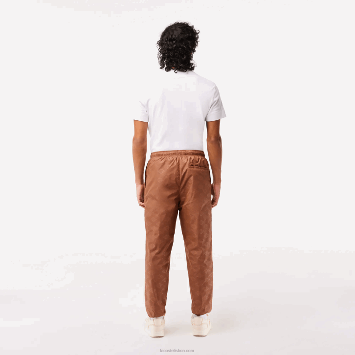 homens Lacoste lfa marrom claro calça de trilha com estampa de monograma 08D0317