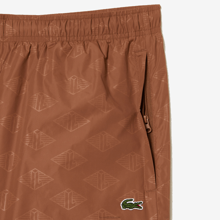 homens Lacoste lfa marrom claro calça de trilha com estampa de monograma 08D0317