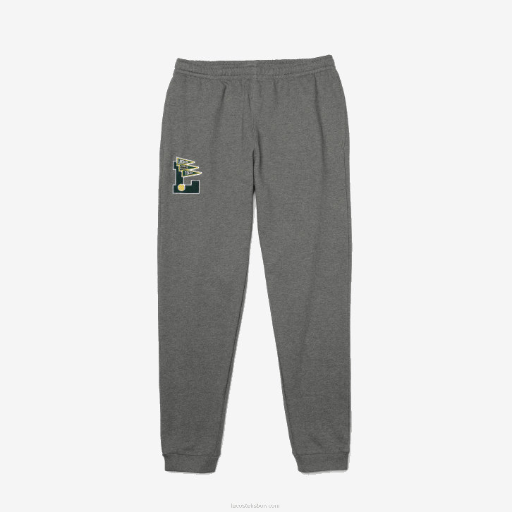 homens Lacoste lombo cinza 1vq galhardetes l badge calças de treino de lã 08D01169