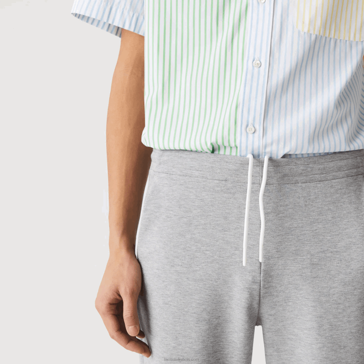 homens Lacoste lombo cinza 4jv calças de treino de mistura de algodão mesclado slim fit 08D01005