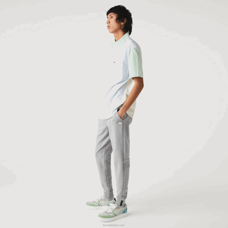 homens Lacoste lombo cinza 4jv calças de treino de mistura de algodão mesclado slim fit 08D01005