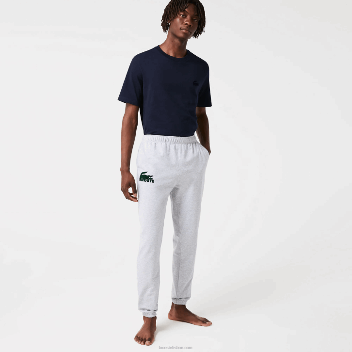 homens Lacoste lombo cinza verde y9k joggers de lã de algodão 08D01475
