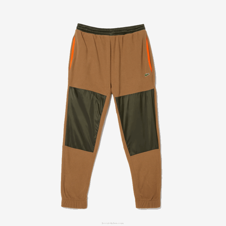 homens Lacoste marrom caqui verde 89f calça de moletom polar colorblock 08D01083