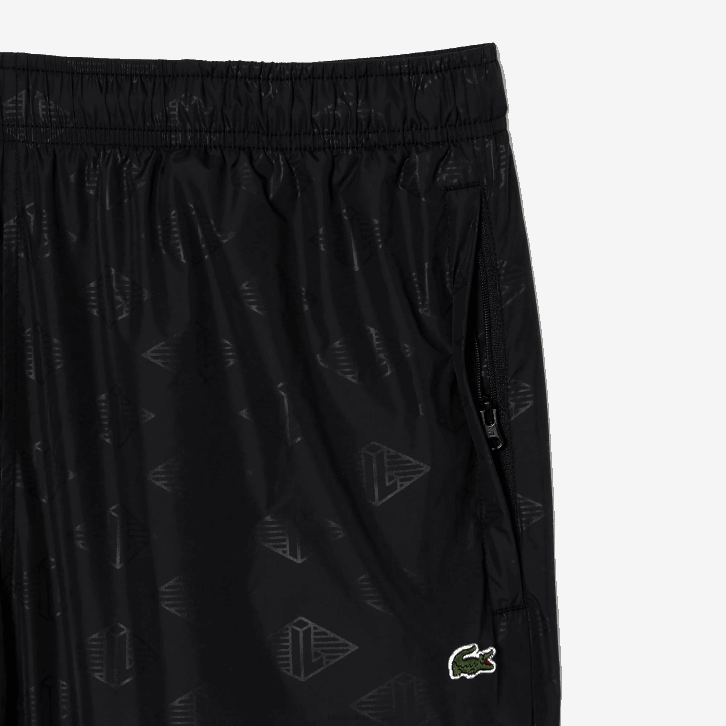 homens Lacoste preto 031 calça de trilha com estampa de monograma 08D0318