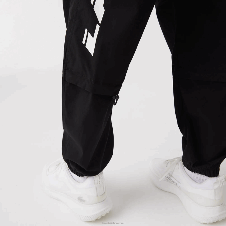 homens Lacoste preto 031 calças esportivas oversized contrastantes 08D01003