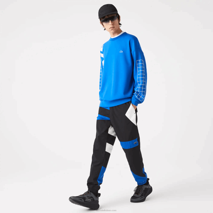 homens Lacoste preto azul branco se1 calça de patchwork repelente à água 08D01105