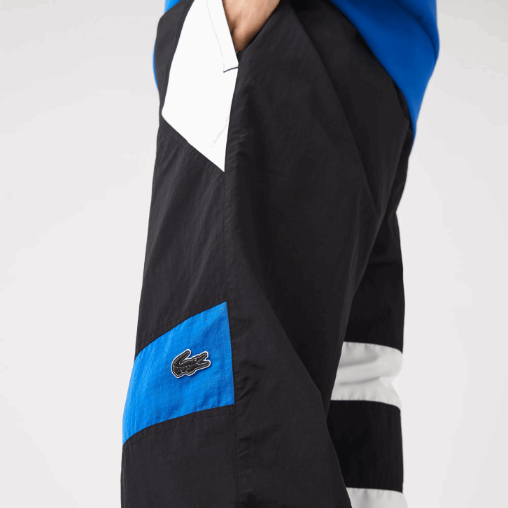 homens Lacoste preto azul branco se1 calça de patchwork repelente à água 08D01105